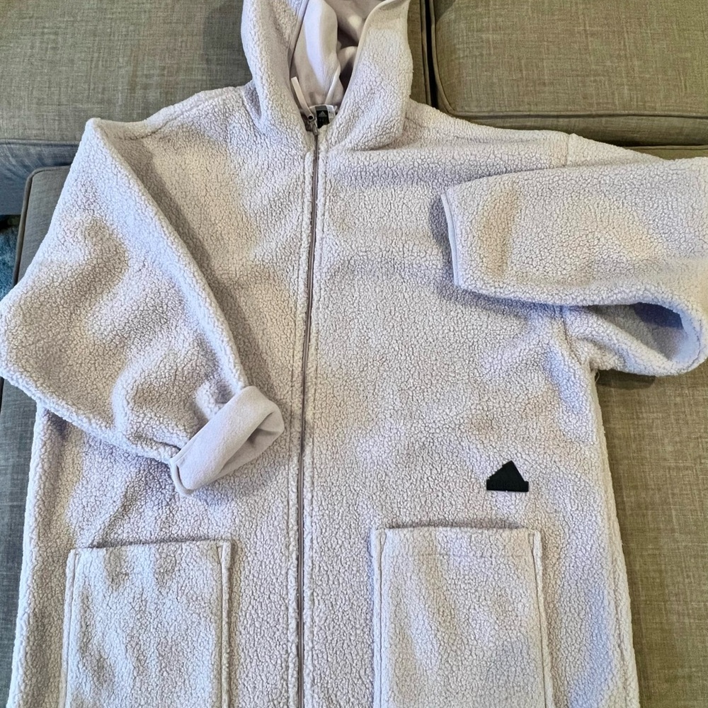 Lavender adidas Sherpa Fleece Hooded Jacket NWT Size L